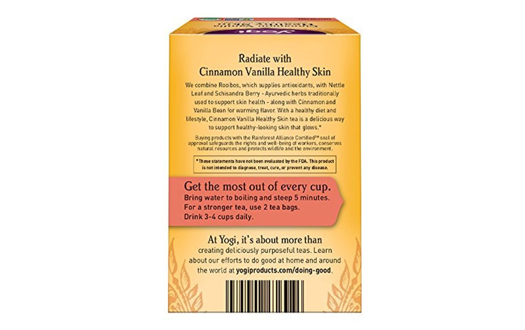 Yogi Cinnamon Vanilla Healthy Skin Tea   Box  16 pcs